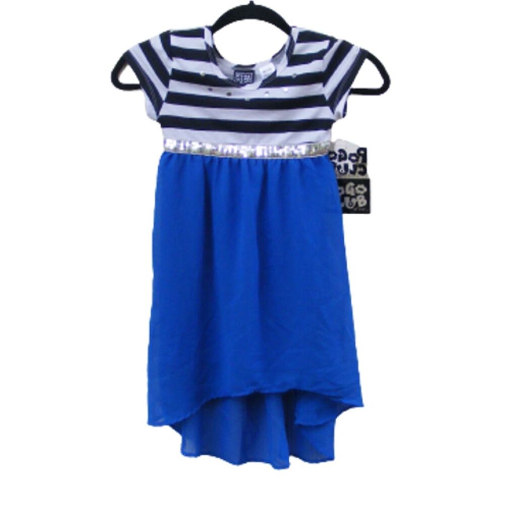 Girls Size 4/5 Dress Party Dress Hi-Low Size Cobalt Blue Sequins Pogo Club of NY